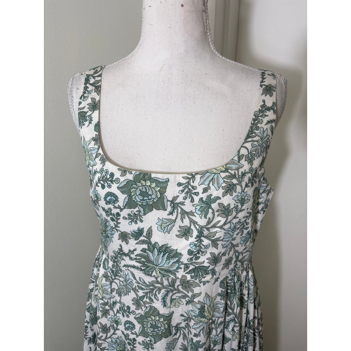 EDDY Green Floral Sleeveless Cotton Maxi Dress Sz M