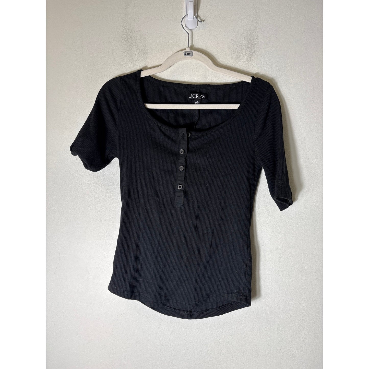 J.Crew Black Ribbed Short Sleeve Top Sz S