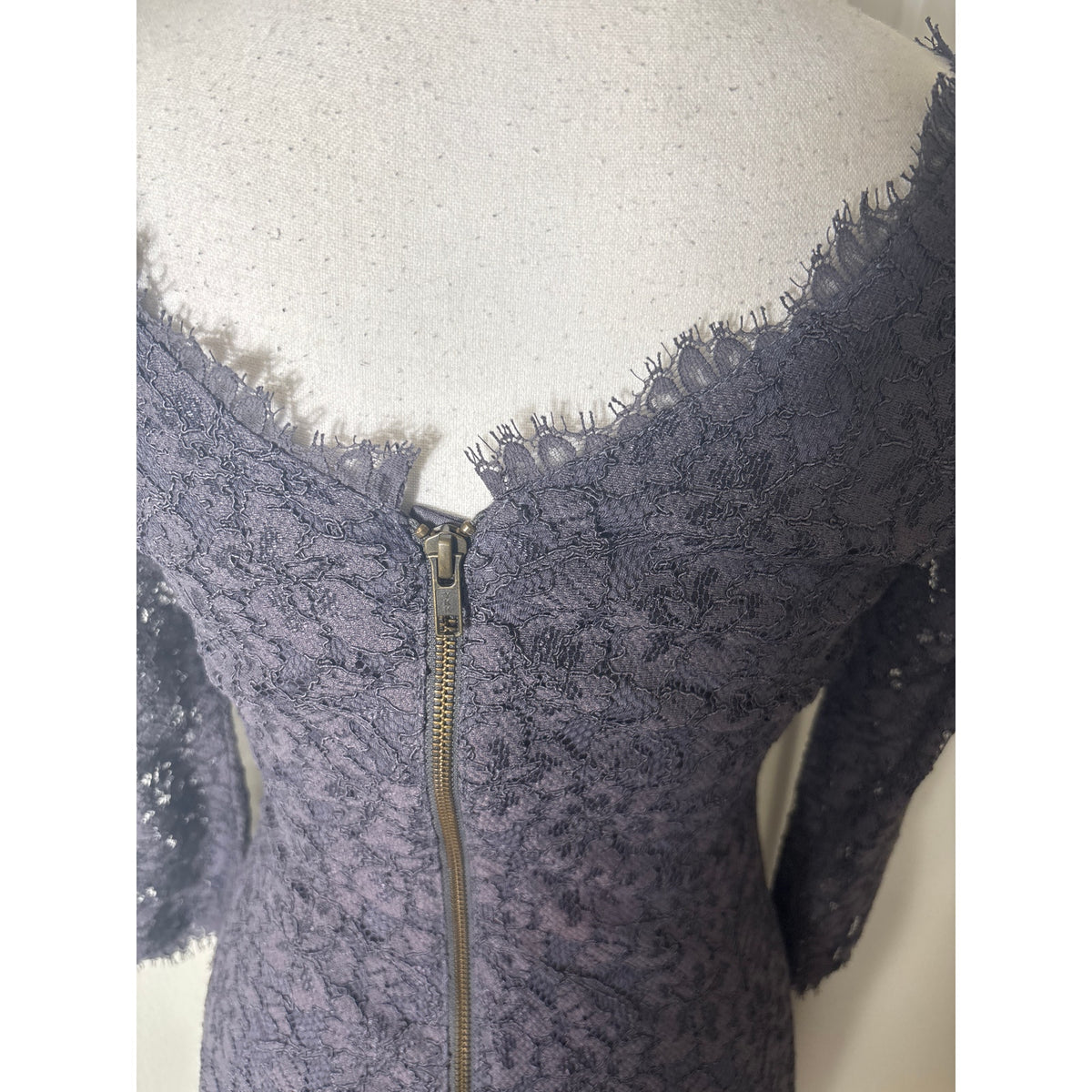 Diane Von Furstenberg Dark Plum Long Sleeve Knee Length Spec Occasion Dress Sz 2