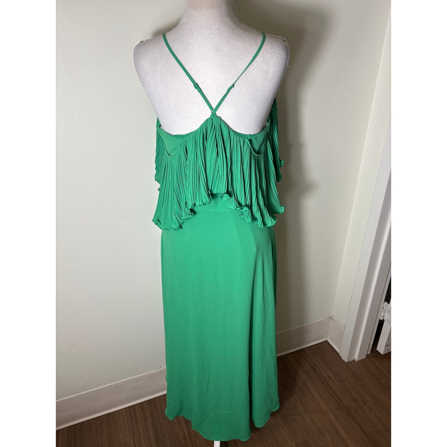 NWT Halston Heritage Jade Green Draped Midi Dress Sz 8
