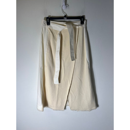 Jonathan Simkhai Off White Mixed Media Midi Wrap Skirt Sz S