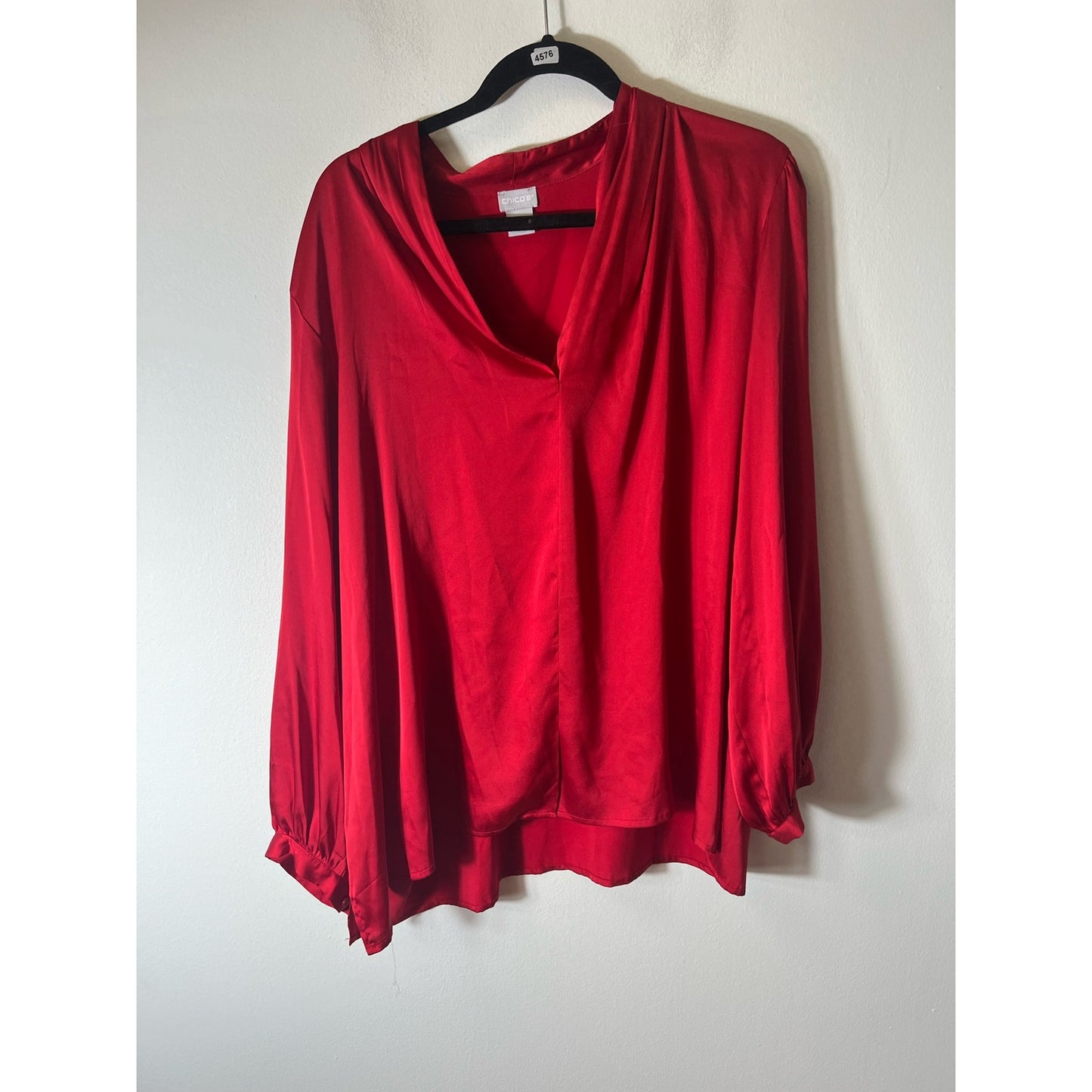 Chico's Red Long Sleeve V-Neck Tunic Sz 4
