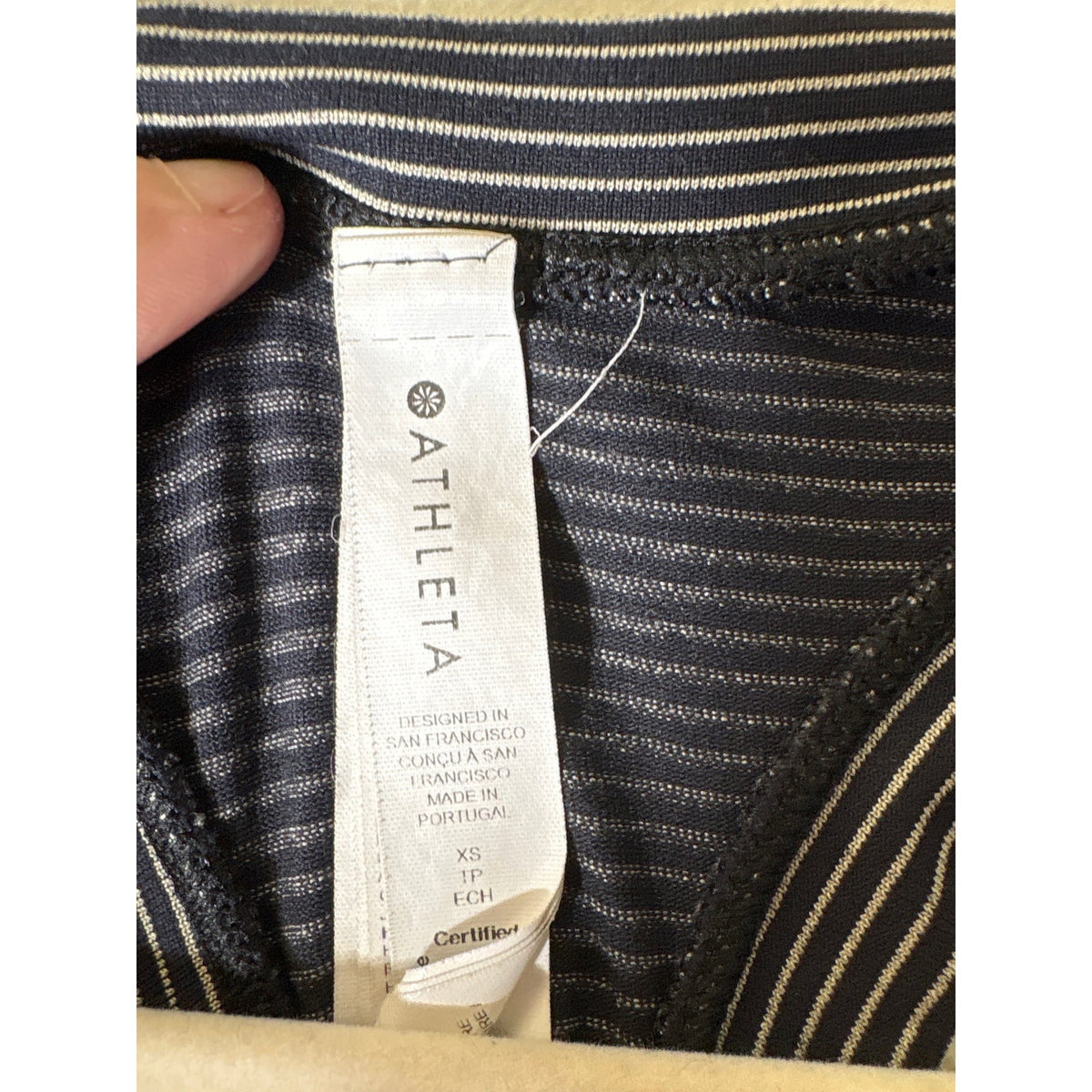 Athleta Black and Tan Stripe Athletic Tank Sz XS