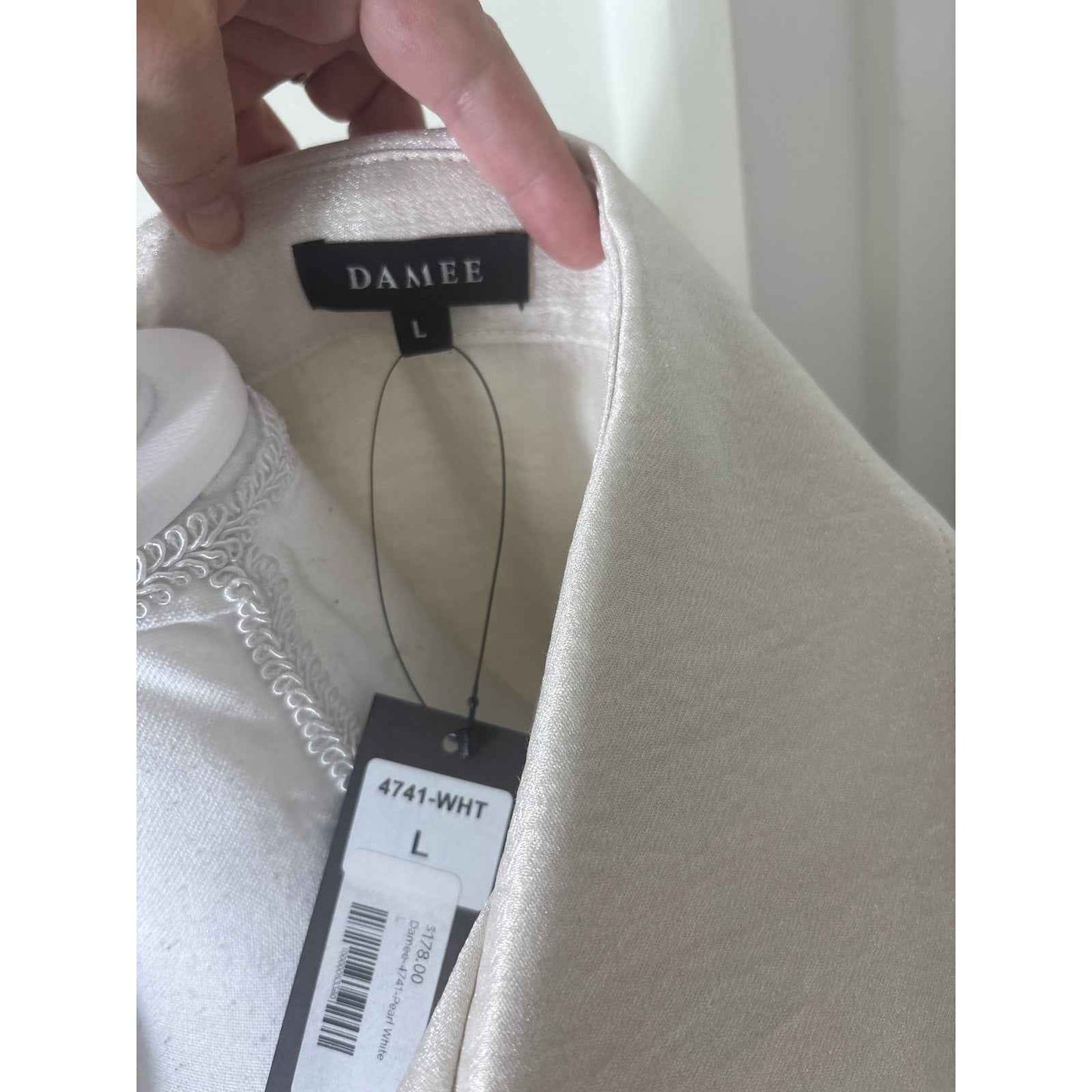 NWT Damee Pearl White Lightweight Jacket Sz L
