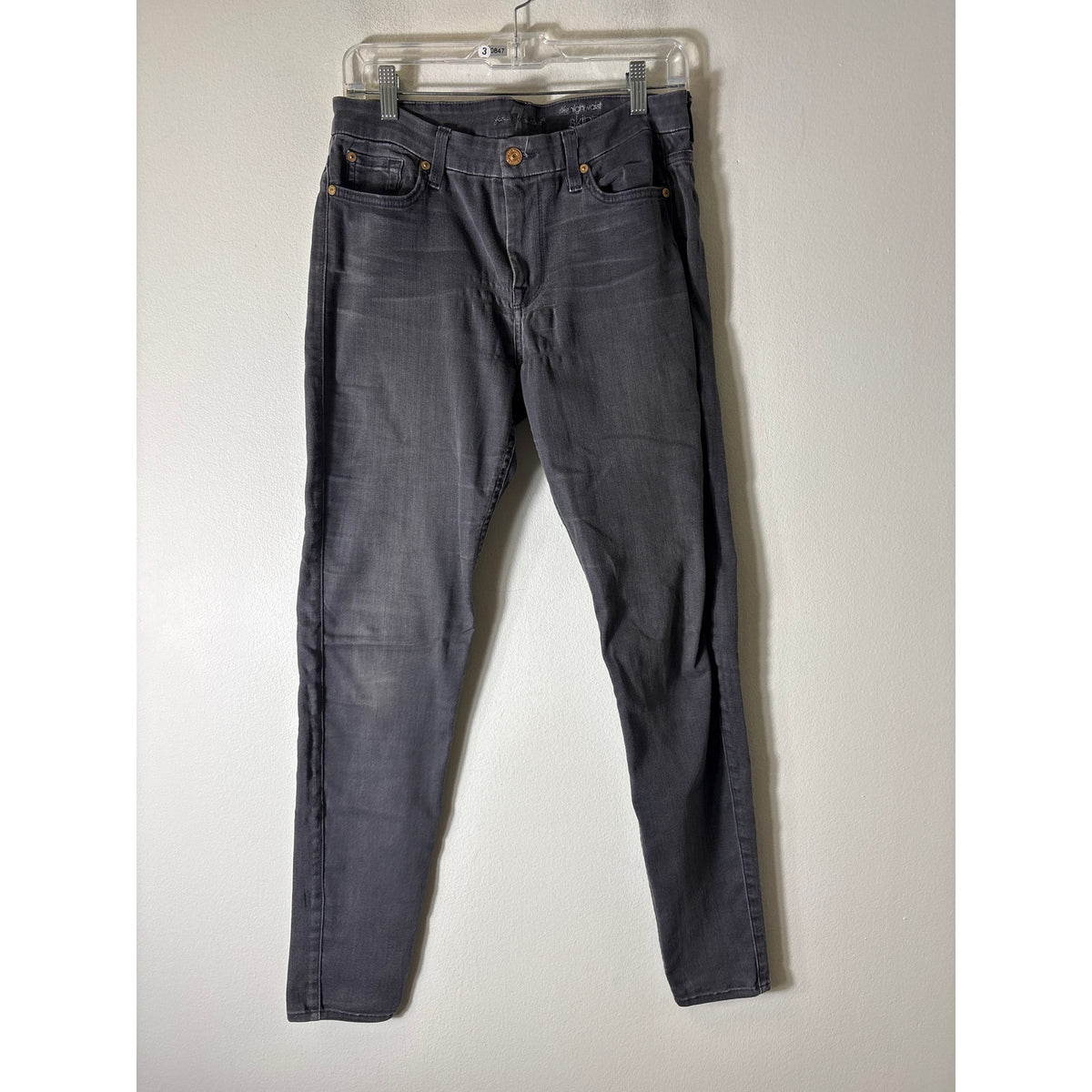 7 For All Mankind Black Vintage Wash HIgh Waist Skinny Jean Sz 30