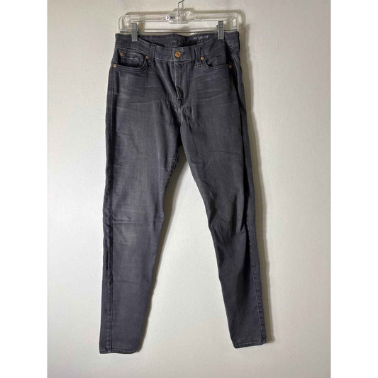 7 For All Mankind Black Vintage Wash HIgh Waist Skinny Jean Sz 30