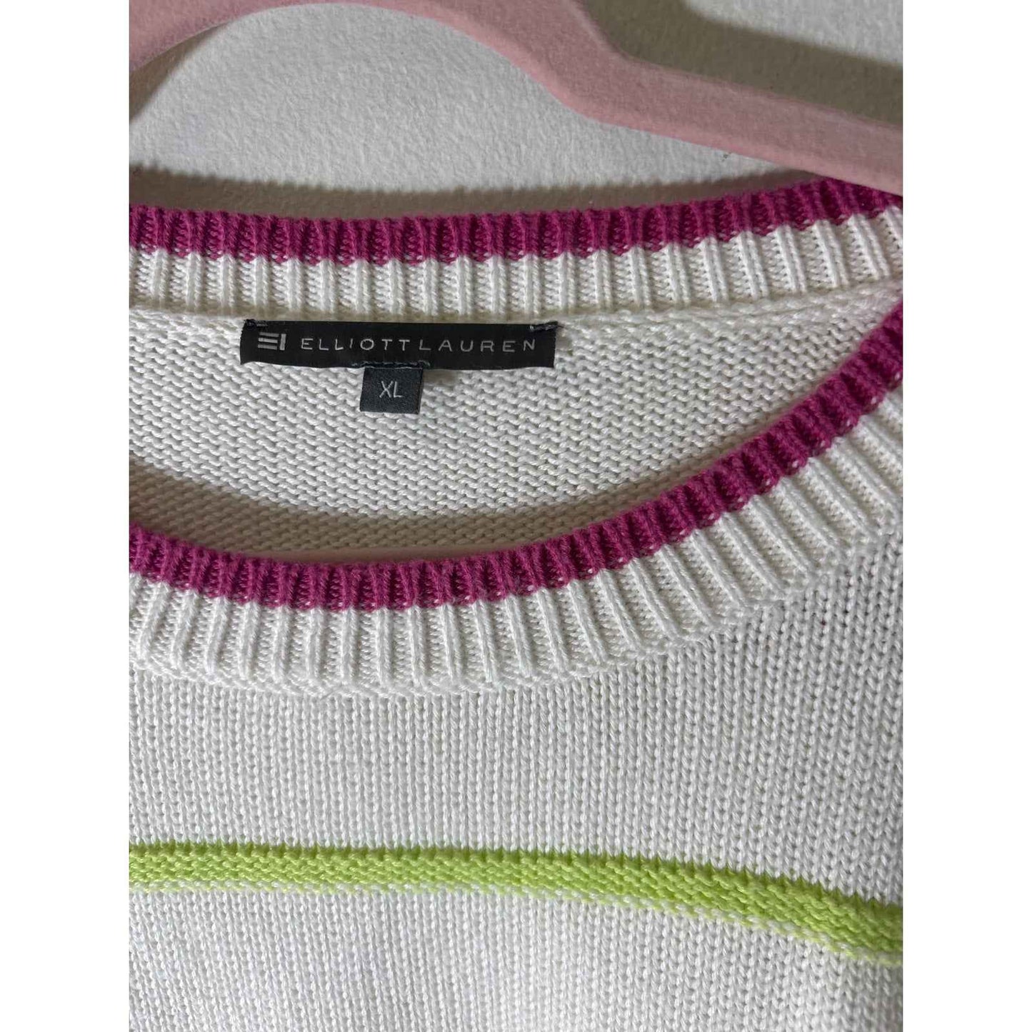 Elliott Lauren Cream With Multi Color Stripes Sweater Sz XL