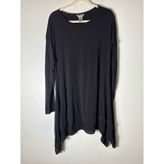 Hard Tail Black Long Sleeve Knee Length Hi Low Hem Dress Sz L