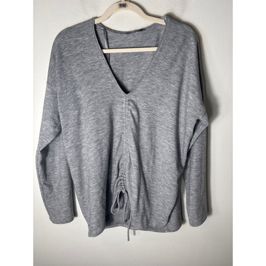 Zara Gray Long Sleeve Knit Shirt Sz M