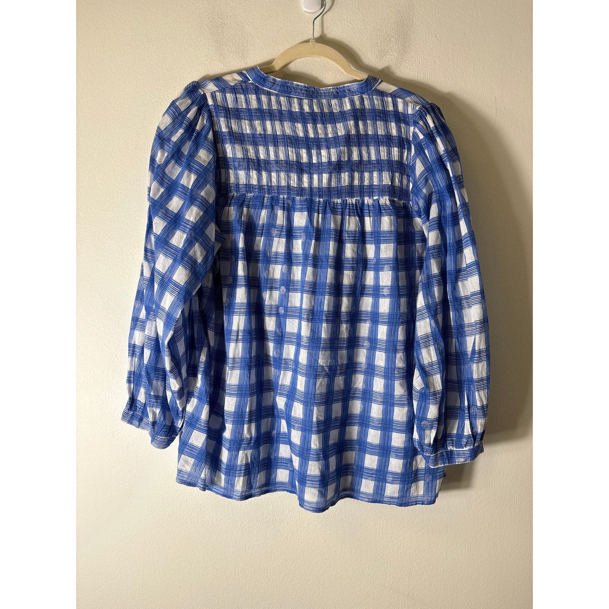 Lola Australia Blue and White Gingham Long Sleeve Shirt Sz S