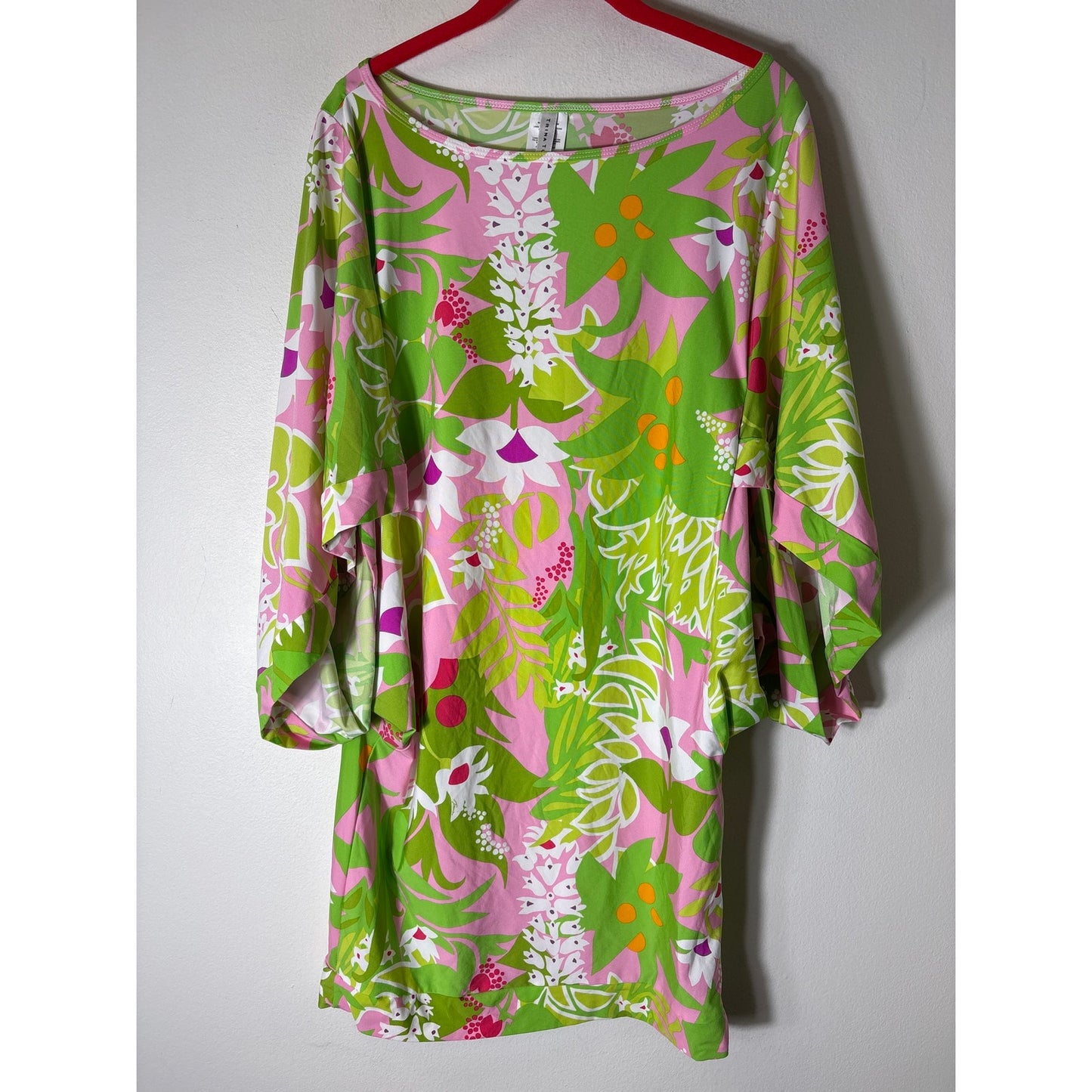 Trina Turk Pink Green Palma Swim Cover UP Sz L