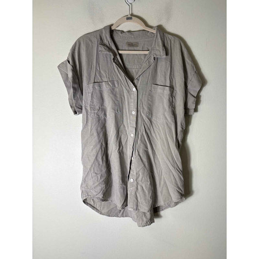 Thread and Supply Brown Button Up Short Sleeved Shirt Sz M
