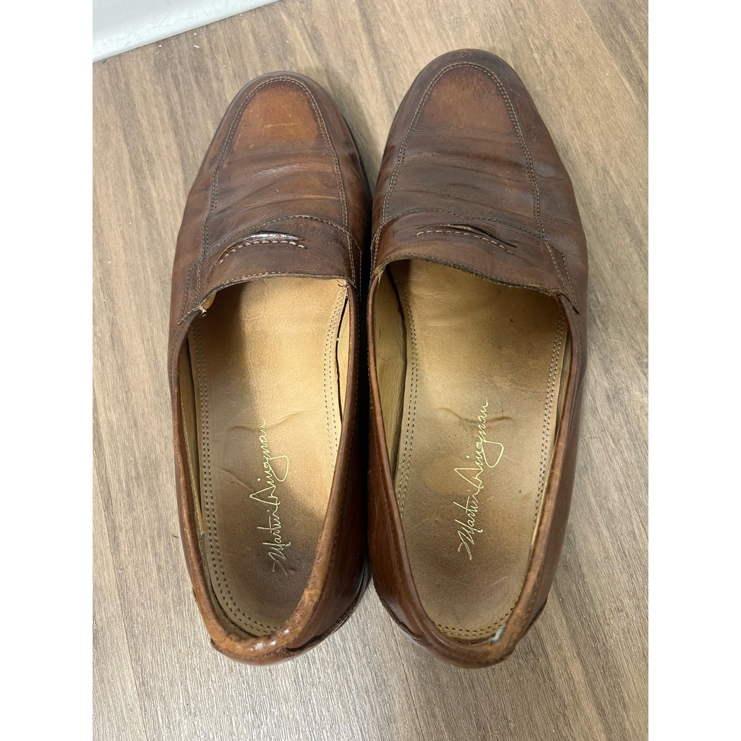 Mens Brown Leather Martin Dingman Loafers size 8.5