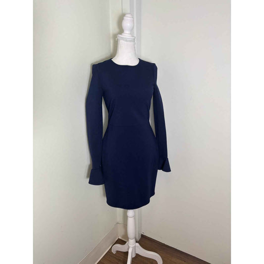 Black Halo Navy Blue Long Sleeve Mini Dress Sz 6