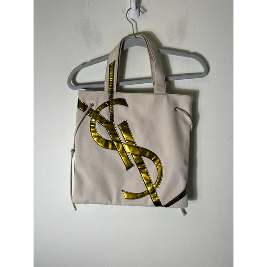 YSL Khaki Canvas Tote Bag