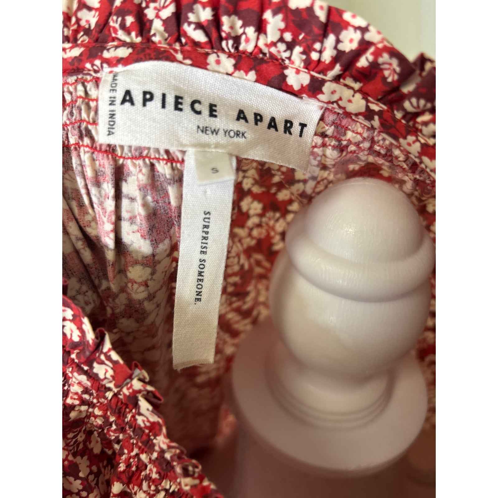 Apiece Apart Red Floral Cap Sleeve Cotton Mini Dress Sz S
