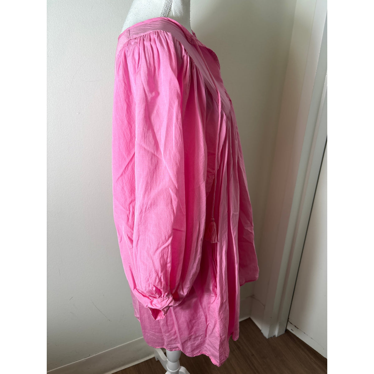 Mille Pink 3/4 Puff Sleeveless Cotton Mini Dress Sz