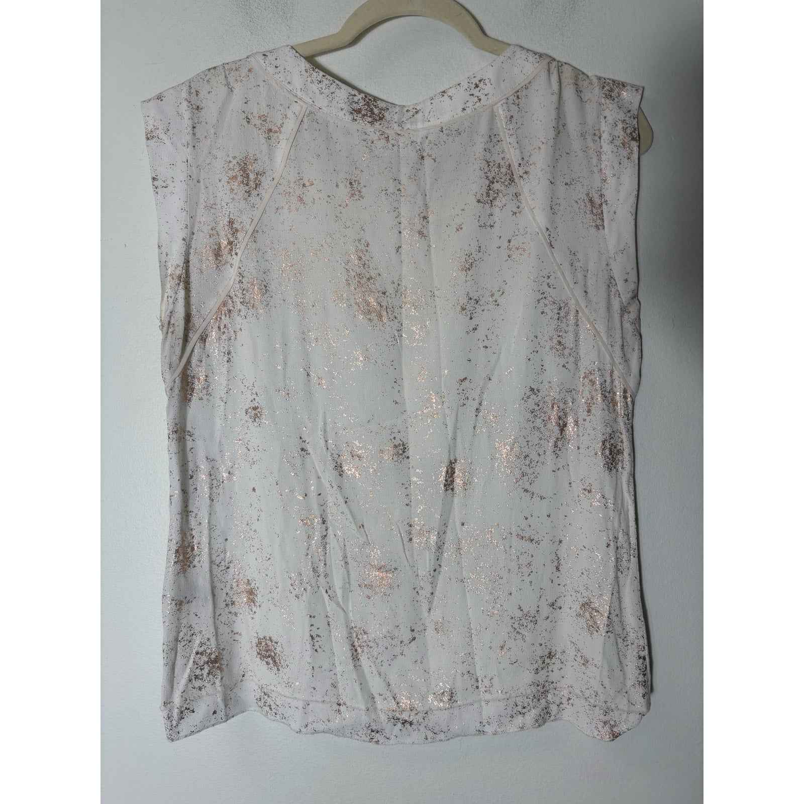 Rebecca Taylor Off White Rose Gold Sleeveless Tank with Overlay Sz 8