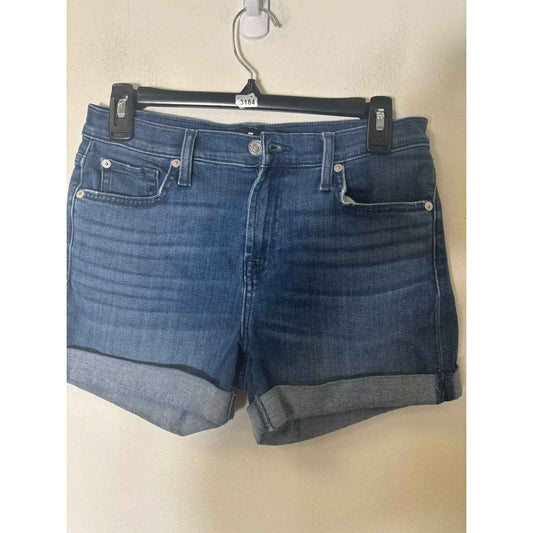 7 for All Mankind Mid Roll Up Blue Jean Short Sz 27