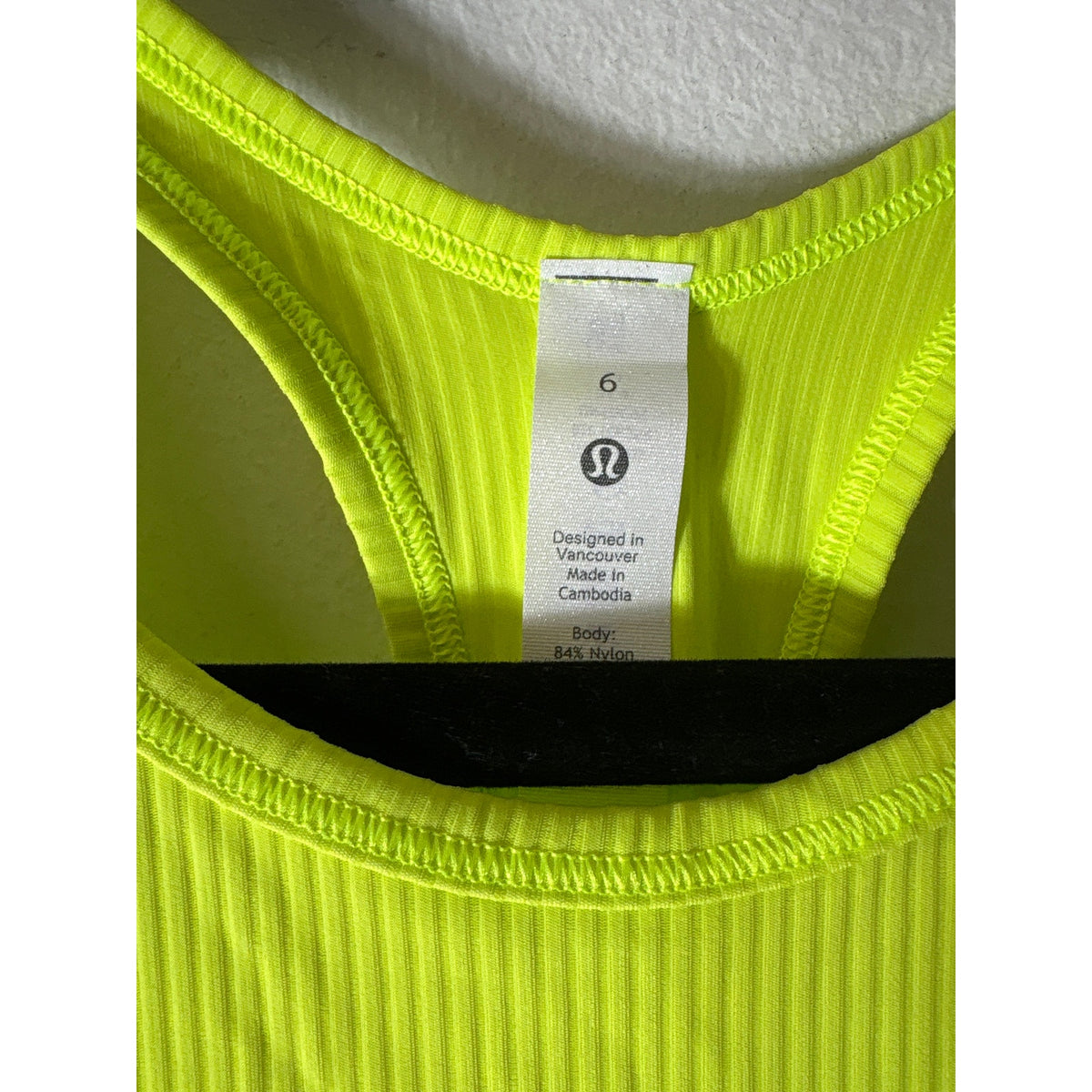 NWT Lululemon Neon Yellow Base Pace Ribbed Tank Sz 6