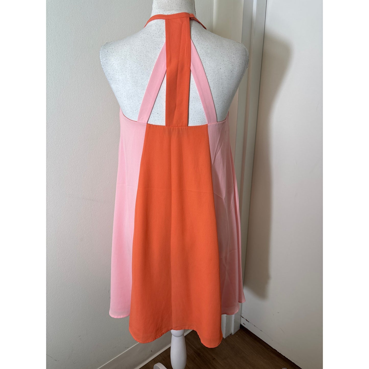 Crosby Orange and Pink Halter Neck Mini Dress sz XS