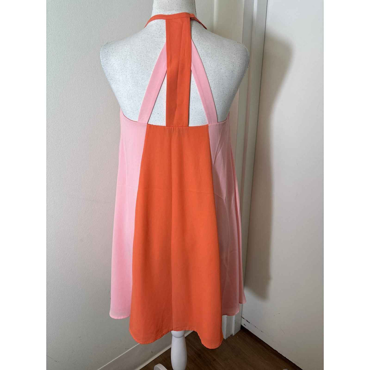 Crosby Orange and Pink Halter Neck Mini Dress sz XS