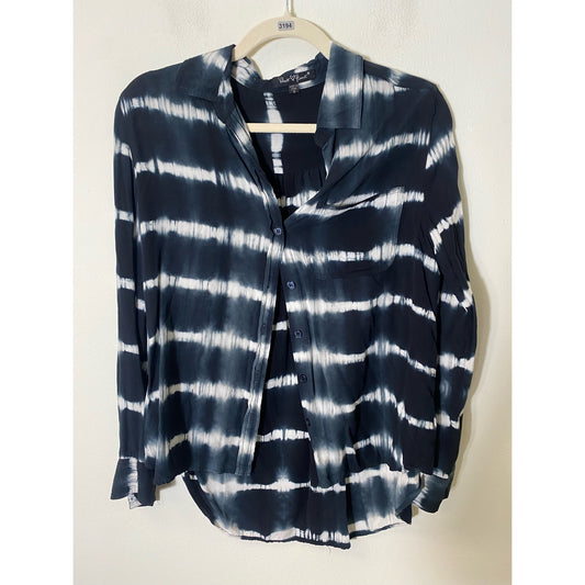 Velvet Heart Gray White Tie Dye Long Sleeve Button Up Shirt Sz S