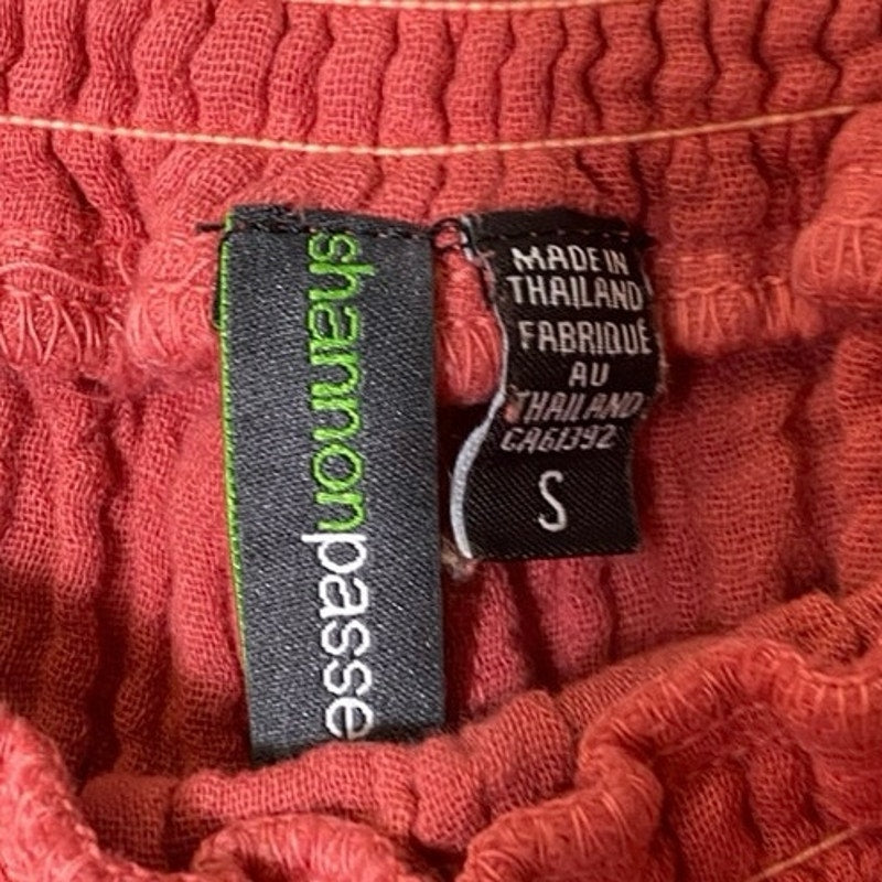Shannon Passero Salmon Pink Gauze Elastic Waist Shorts Sz S