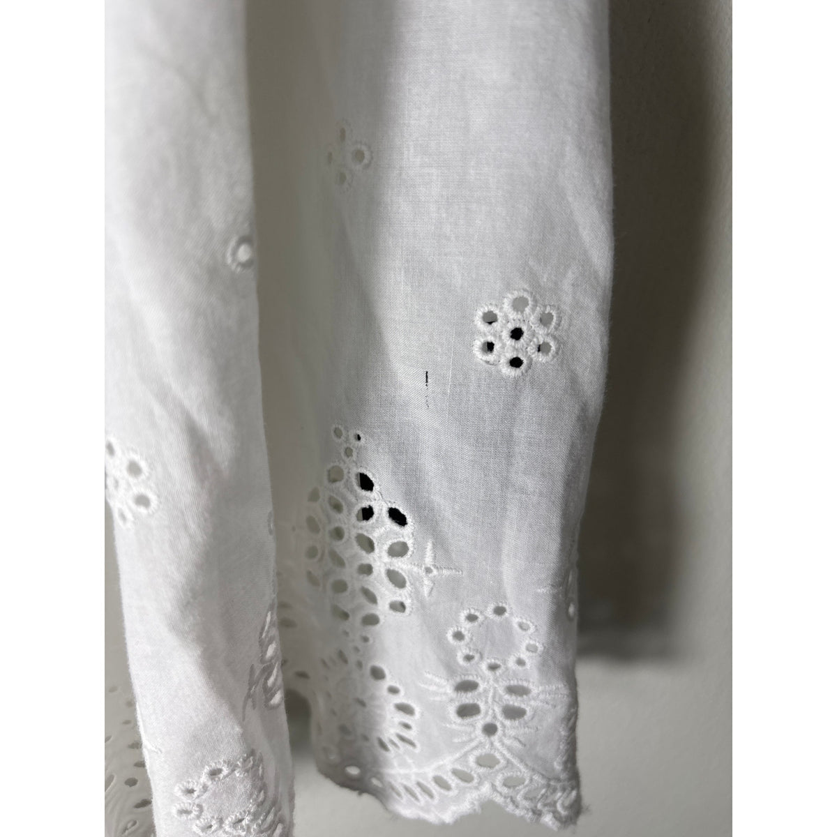 Stella Nora White Eyelet Spaghetti Strap Ruffle Cotton Top Sz 38