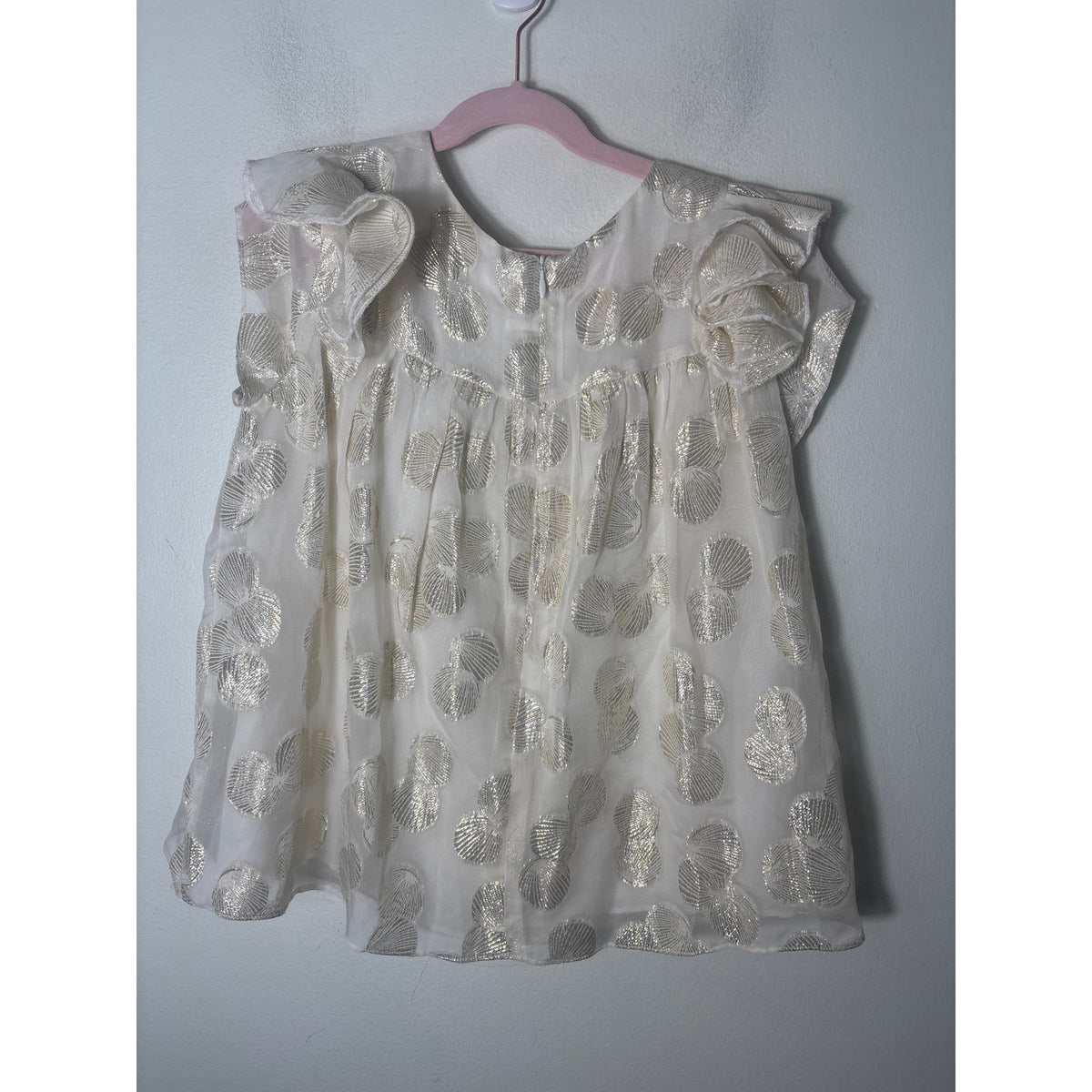 Carrement Beau Gold Champagne Flutter Sleeve Blouse Sz 10