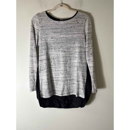 Amadi Gray Mixed Media Long Sleeve Crew NEck Shirt Sz S