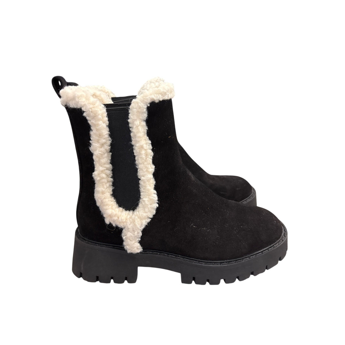 MIchael Kors Black Fur Trimmed Pull On Boots Sz 9