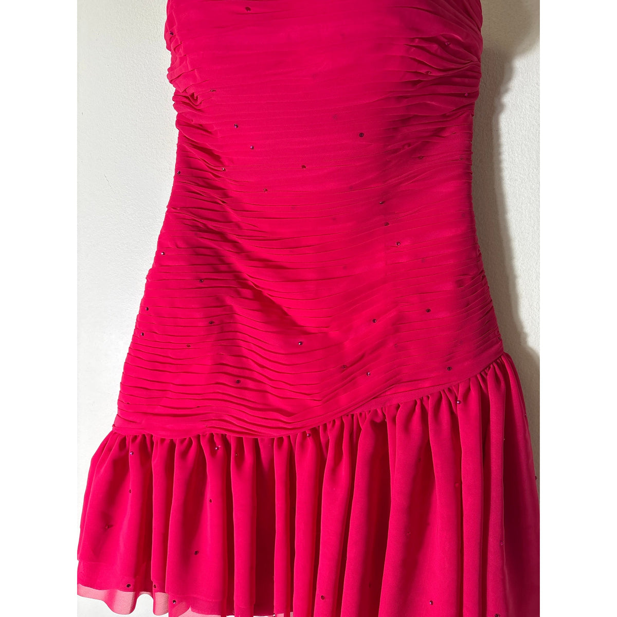 NWT Stacees Hot Pink Strapless Ruched Mini Dress Sz 0