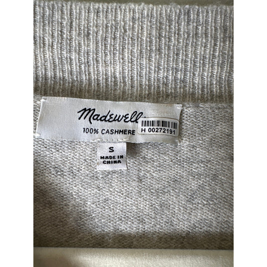 Madewell Light Heather Gray Cashmere V Neck Pullover Sweater Sz S