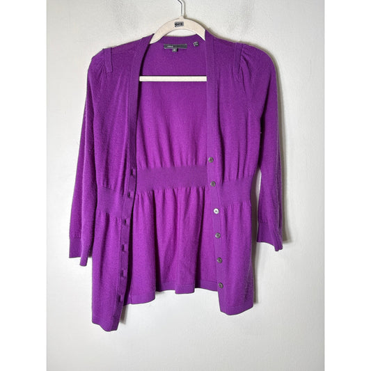 Vince Purple Long Sleeve Cashmere Cardigan Sweater Sz XS