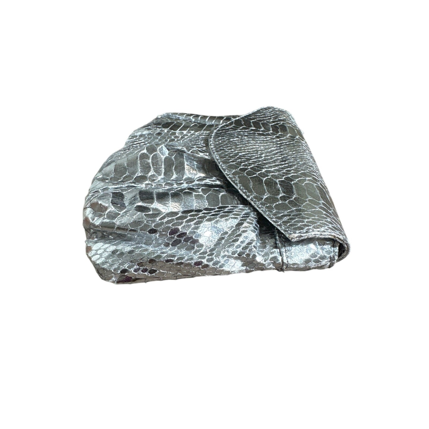 Carlos Falchi Silver Snake Skin Crossboy bag/Clutch Purse Sz 10"x6"