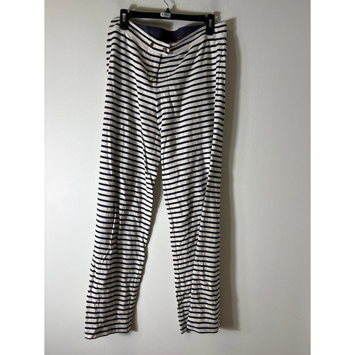 Tory Burch Navy and White Stripe Knit Pants Sz M