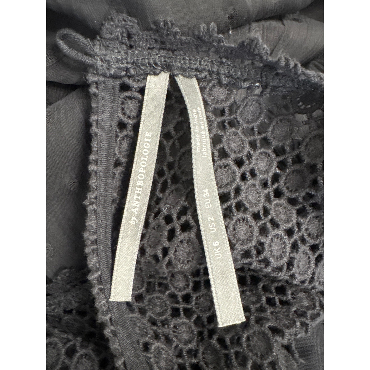 Anthropologie Black Eyelet/Lace Chest Sleeveless Maxi Dress Sz 2