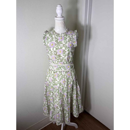 NWT Roller Rabbit Daphne Naoki Green and Lilac Flower Dress Sz XS