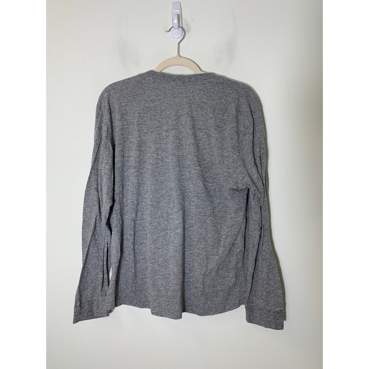 Monrow Gray Long Sleeve V-Neck Cotton Blend Shirt Sz XL