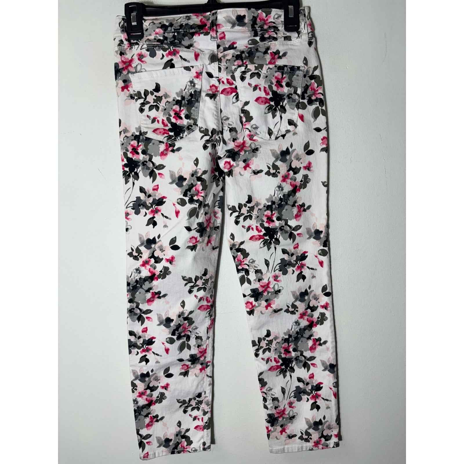 White House Black Market White Floral Denim Jeans Sz 0