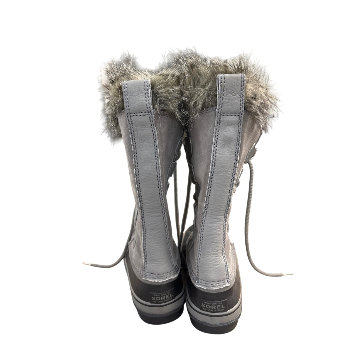 Sorel Gray and Black Fur Trimmed High Lace Up Boots Sz 8.5