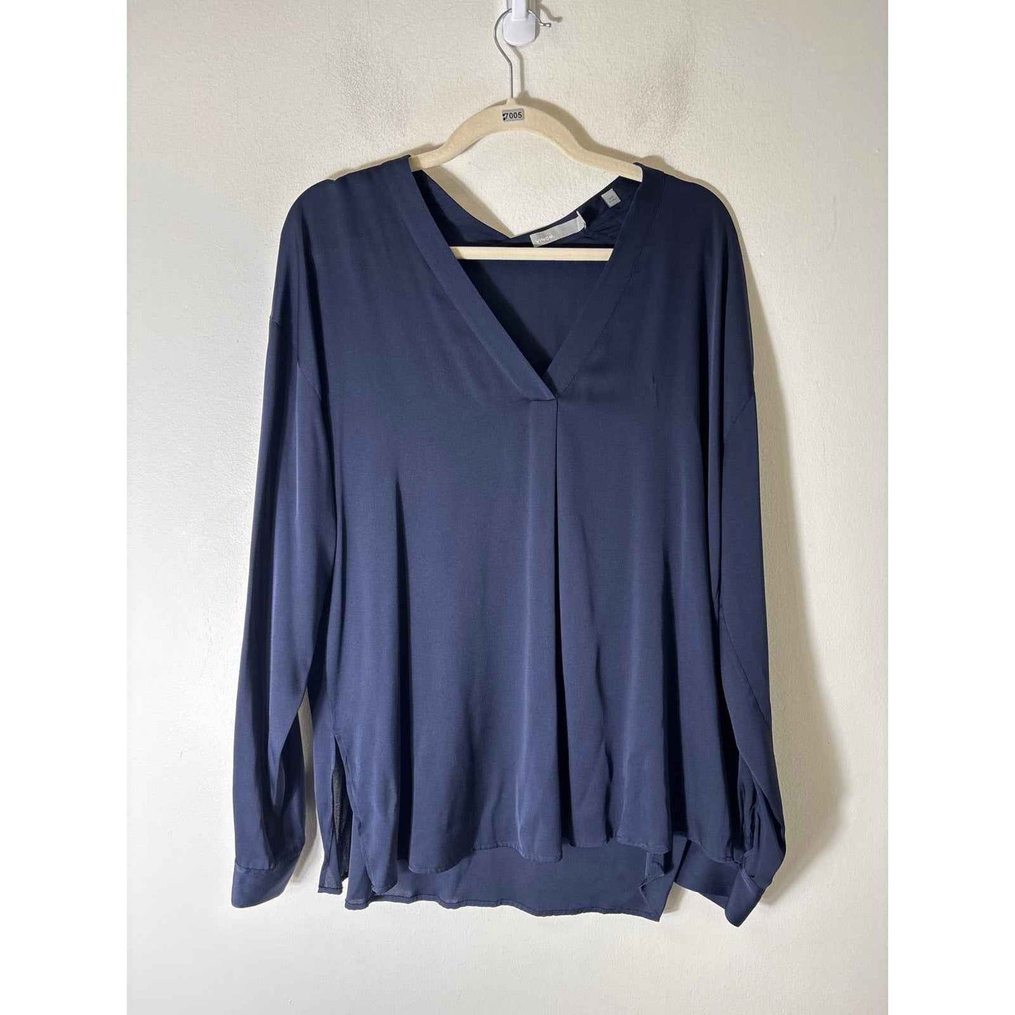Vince Dark Navy Long Sleeve Silk Tunic sz 10