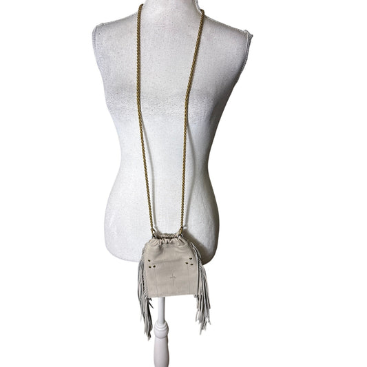Jerome Dreyfuss Gray Fringed Crossbody Bag Sz 5"x7"