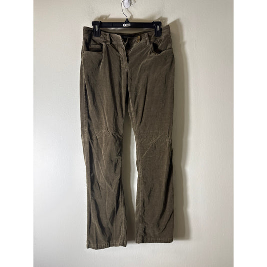 Womyn Green Tab Button Front Cord Pants Sz 6