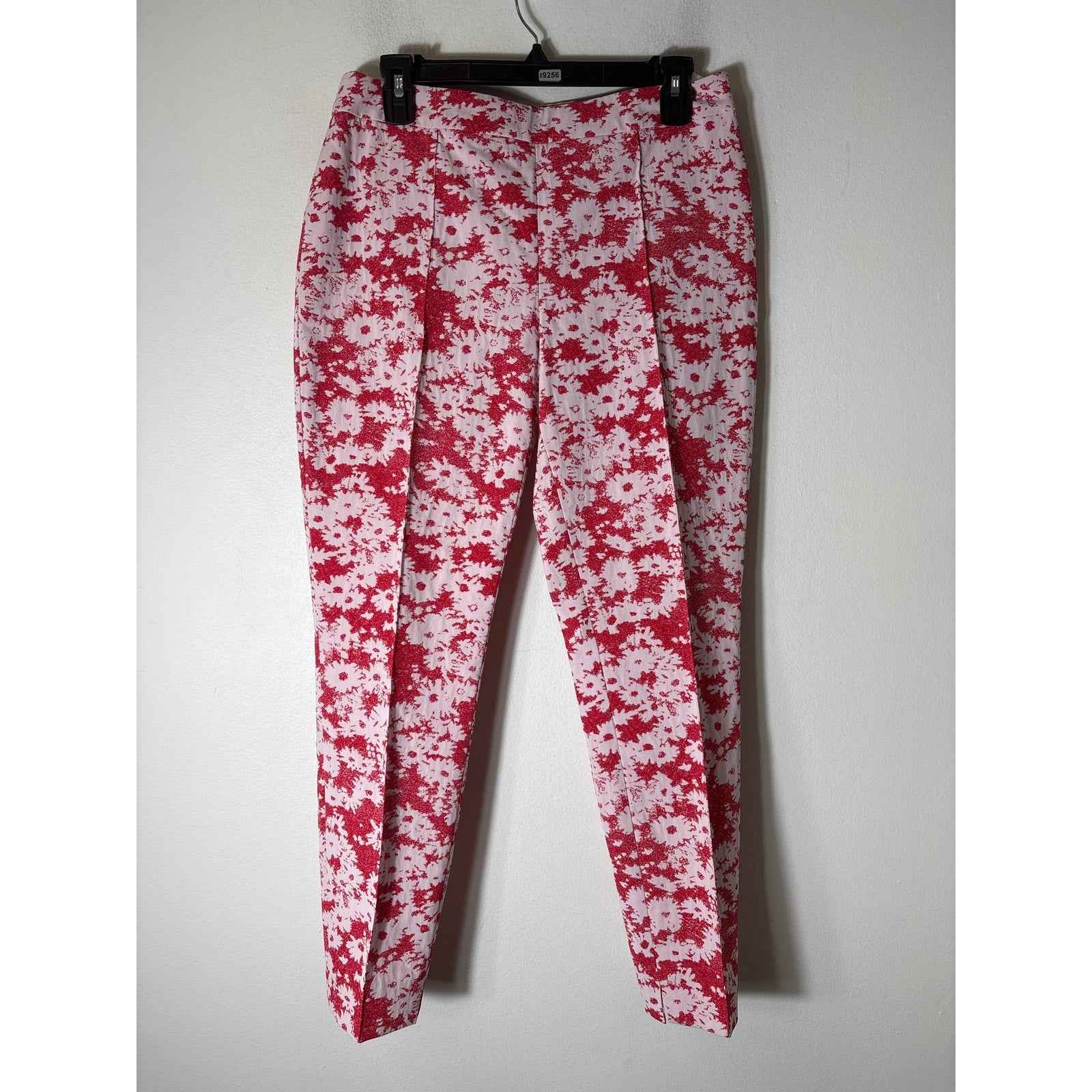Per Se Red&White Flower Print Straight Leg Pants Sz 6