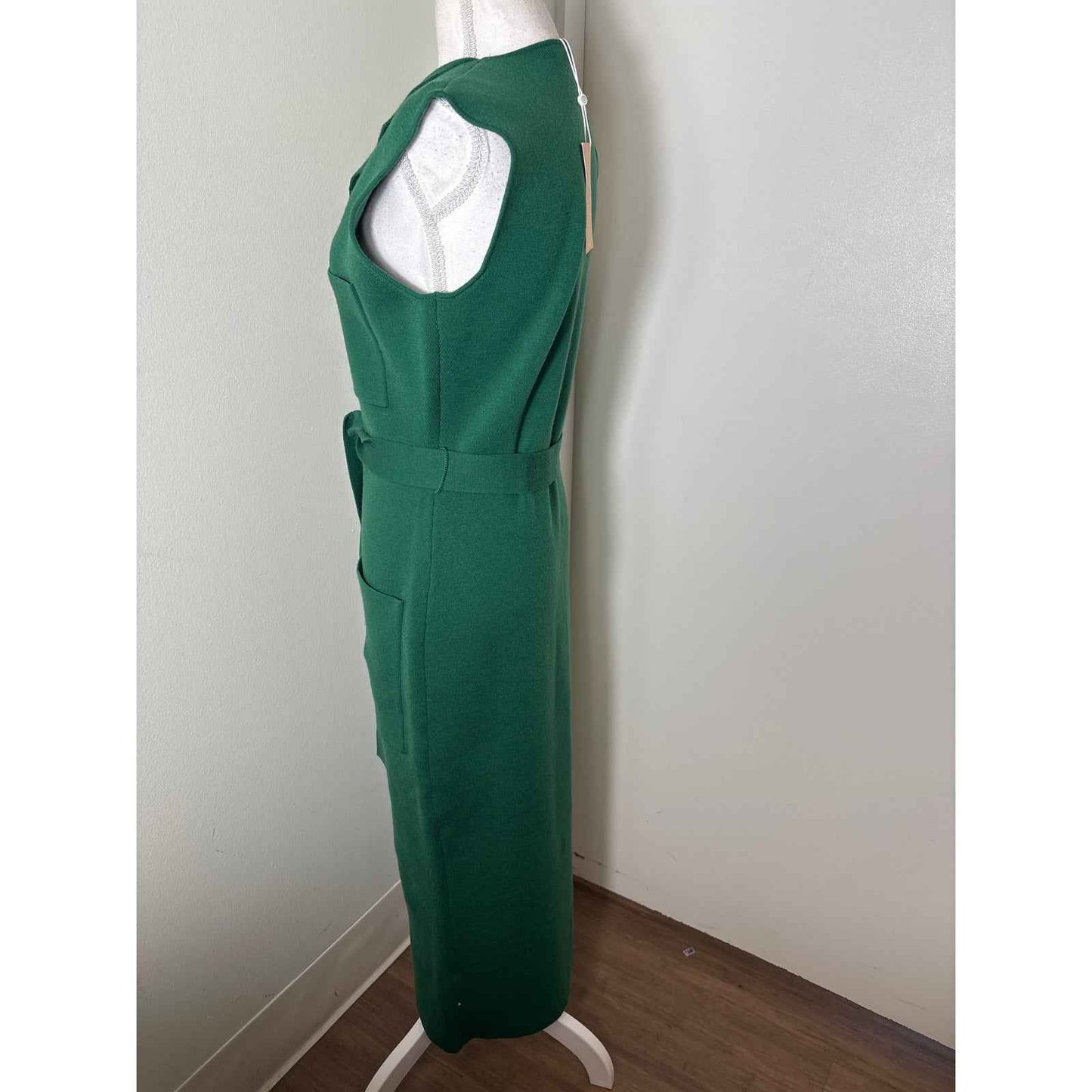NWT Pearl Forest Green Sleeveless Knit Vest Dress Sz S