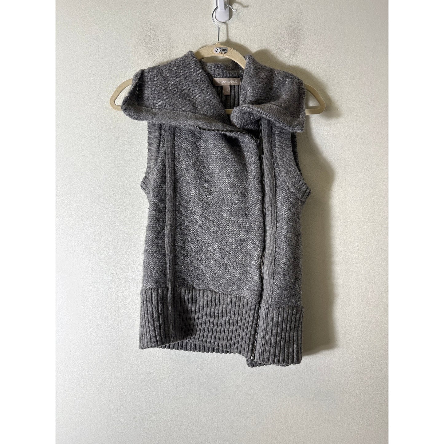 Banana Republic Gray Sleeveless Zip Front Cardigan Sz XS