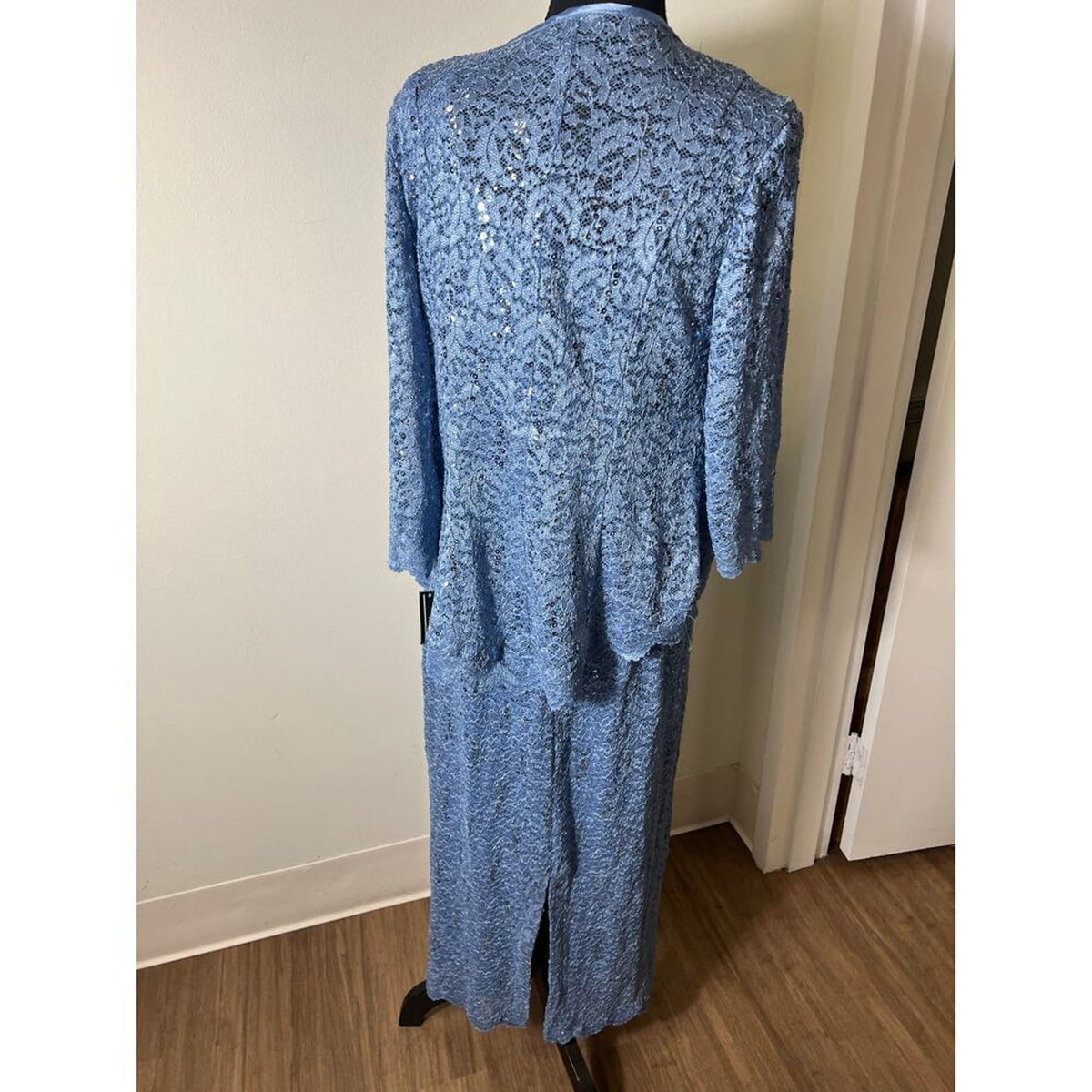 R&M Richards Blue Lace Sequin Gown and Jacket Size 6