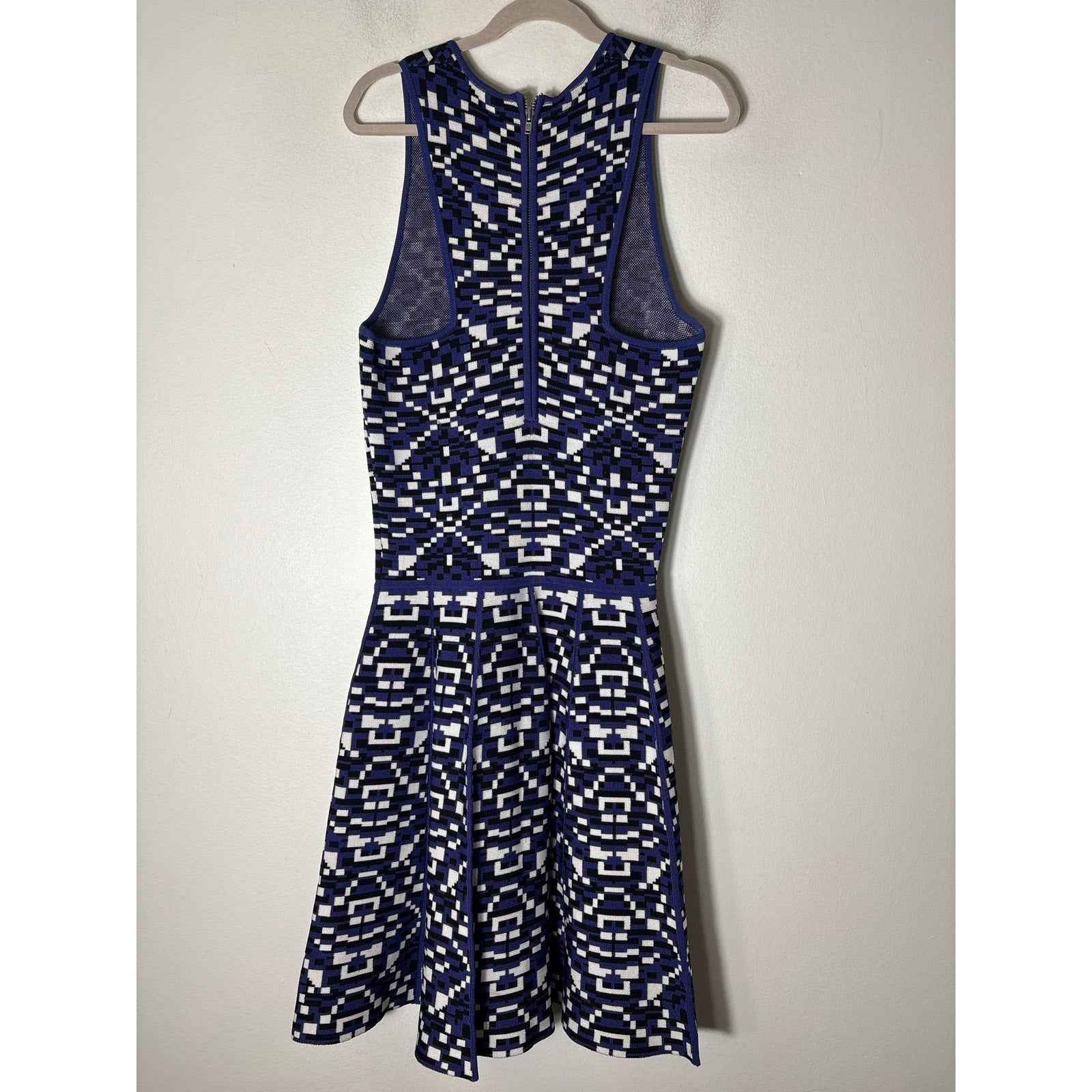 Parker Purple Geo Print Sleeveless A-Line Knee Length Dress Sz XS